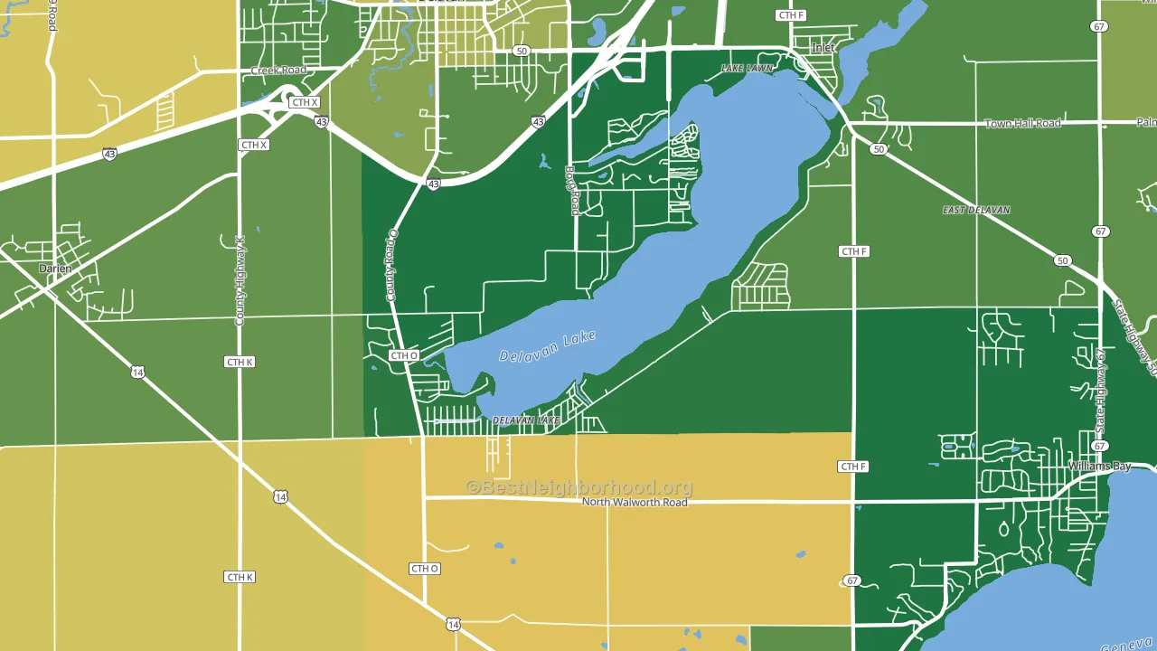 Delavan Lake, WI block-group voter-turnout map