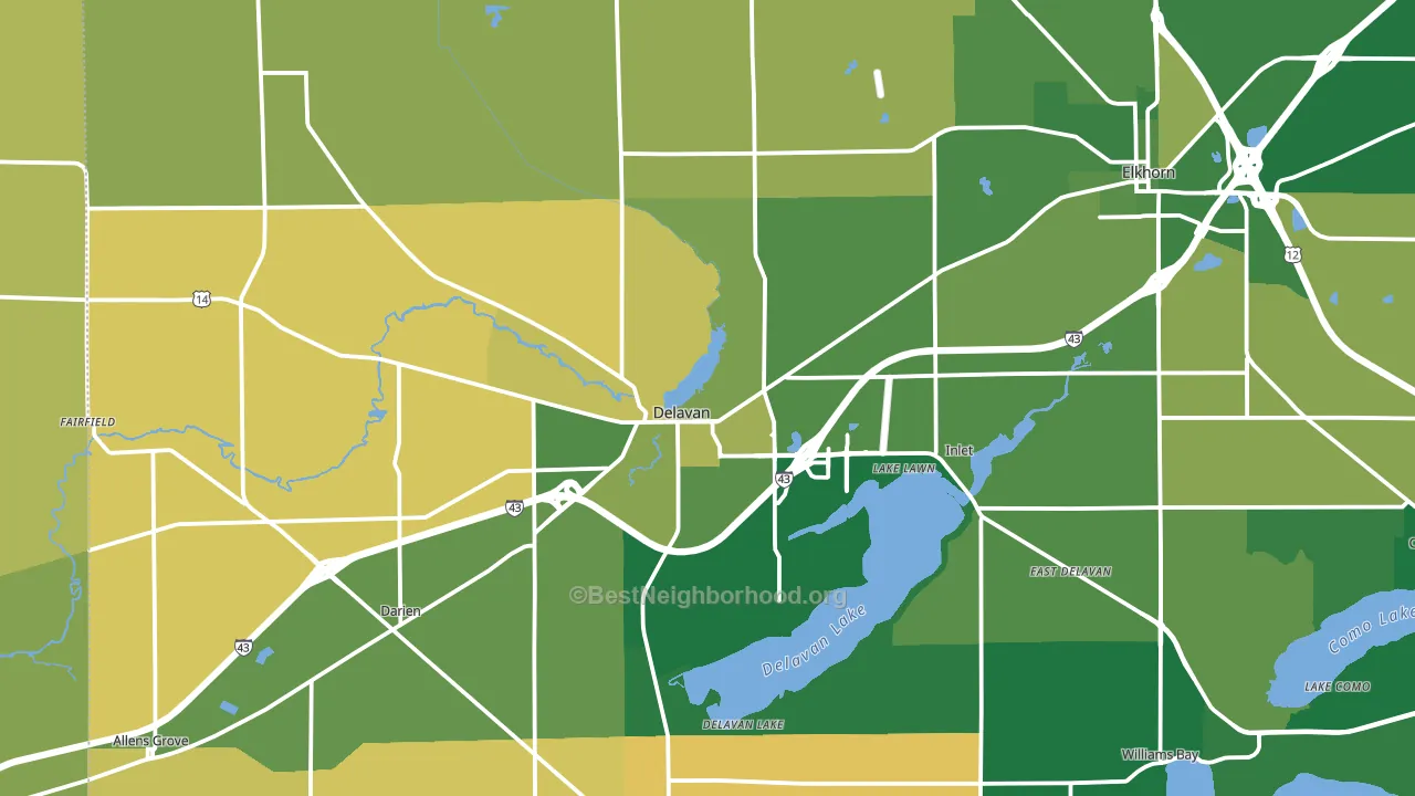 Delavan, WI block-group voter-turnout map