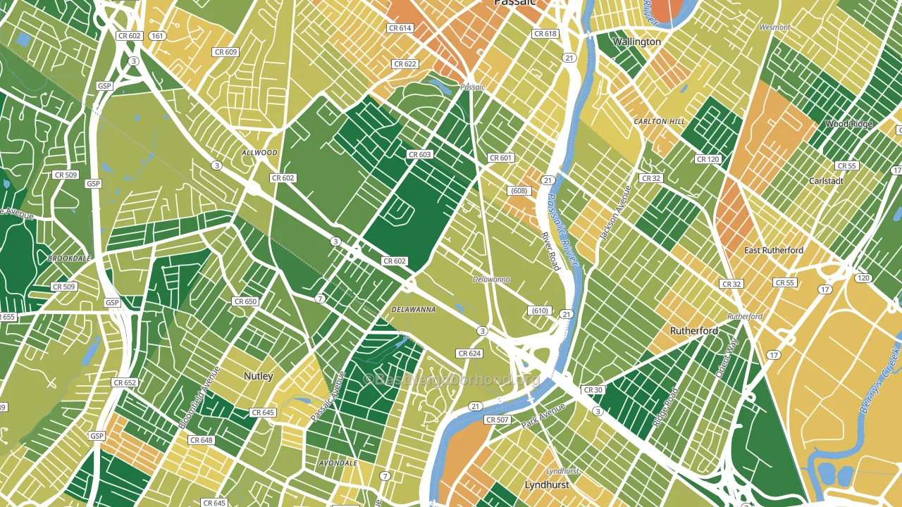 Delawanna, Clifton, NJ block-group voter-turnout map