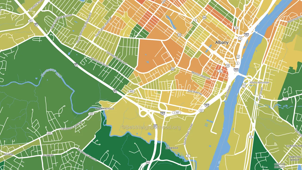 Delaware Avenue, Albany, NY block-group voter-turnout map