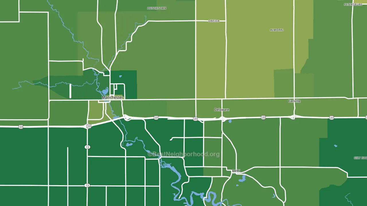 Delaware County, IA block-group voter-turnout map