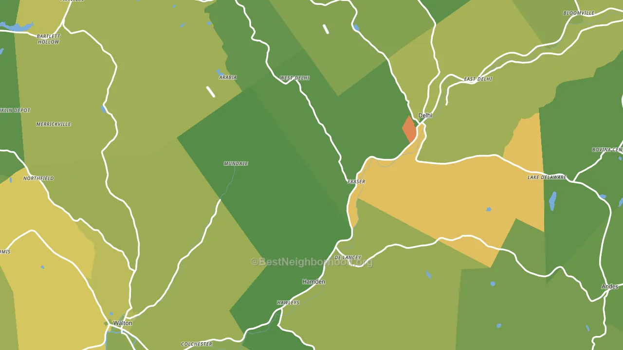 Delaware County, NY block-group voter-turnout map
