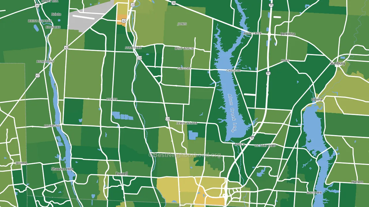 Delaware County, OH block-group voter-turnout map