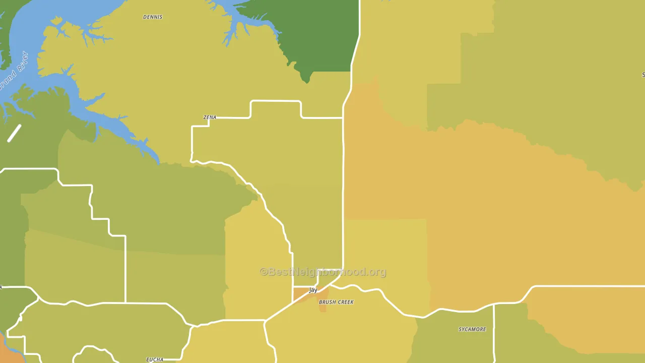 Delaware County, OK block-group voter-turnout map