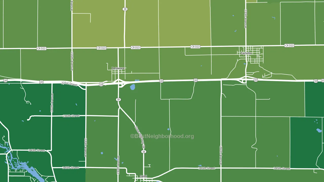 Delaware, IA block-group voter-turnout map