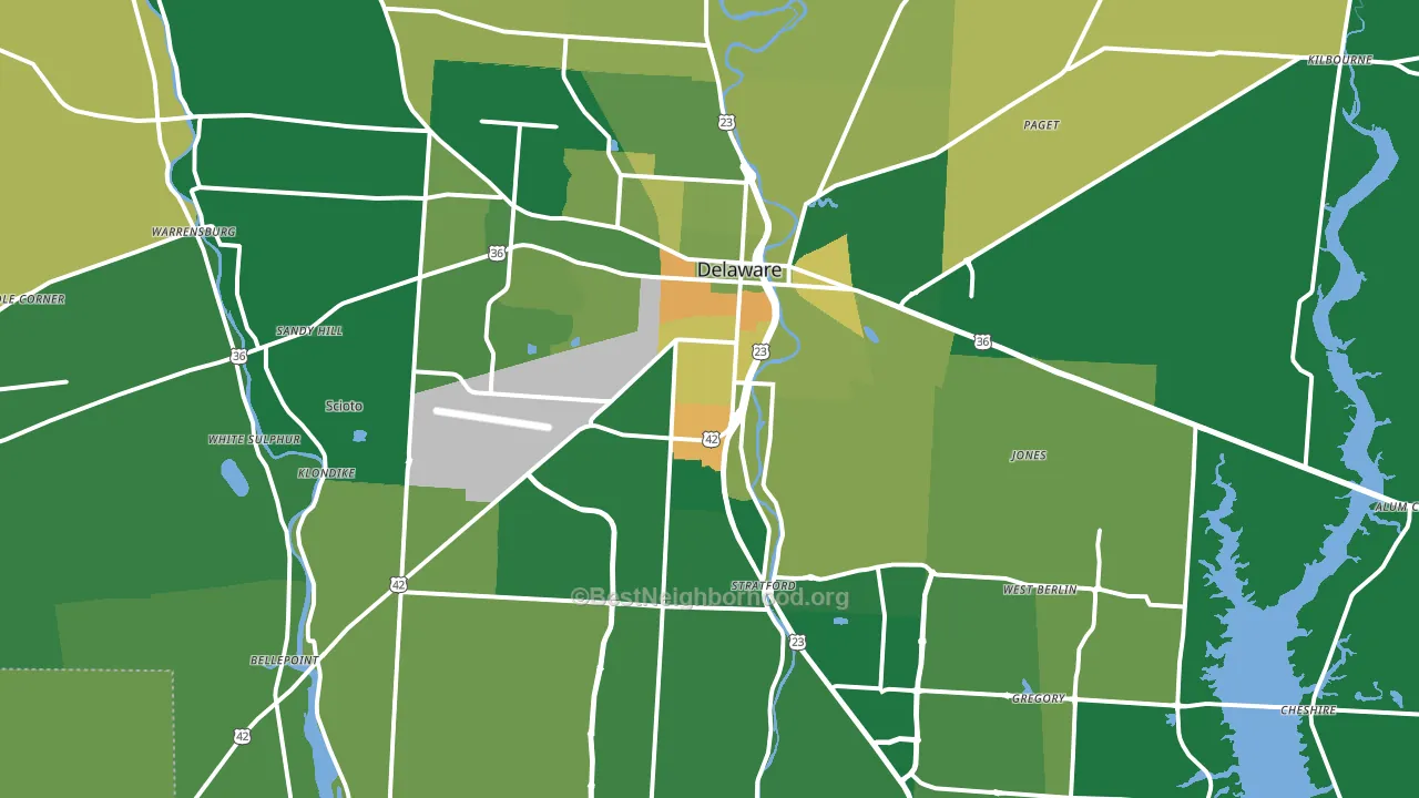 Delaware, OH block-group voter-turnout map