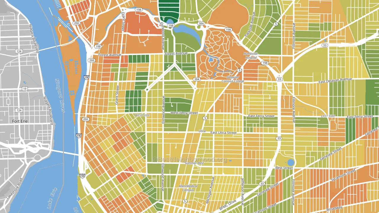 Delaware-West Ferry, Buffalo, NY block-group voter-turnout map