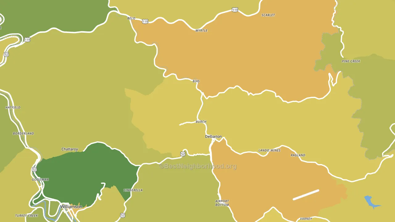 Delbarton, WV block-group voter-turnout map