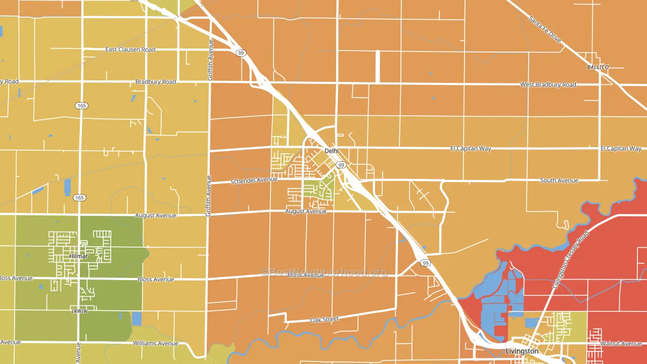 Delhi, CA block-group voter-turnout map