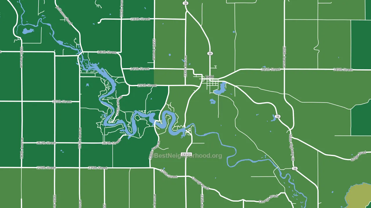 Delhi, IA block-group voter-turnout map