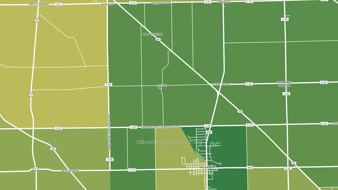 Delisle, OH block-group voter-turnout map