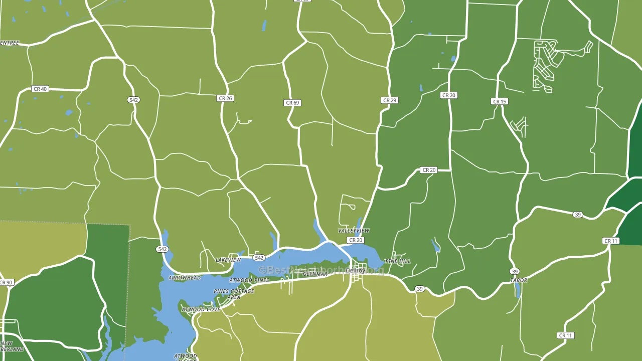 Dellroy, OH block-group voter-turnout map