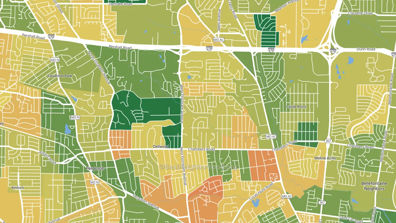 Dellwood, MO block-group voter-turnout map
