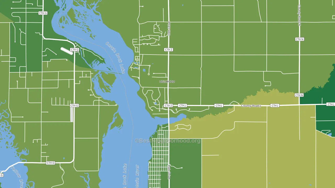 Dellwood, WI block-group voter-turnout map