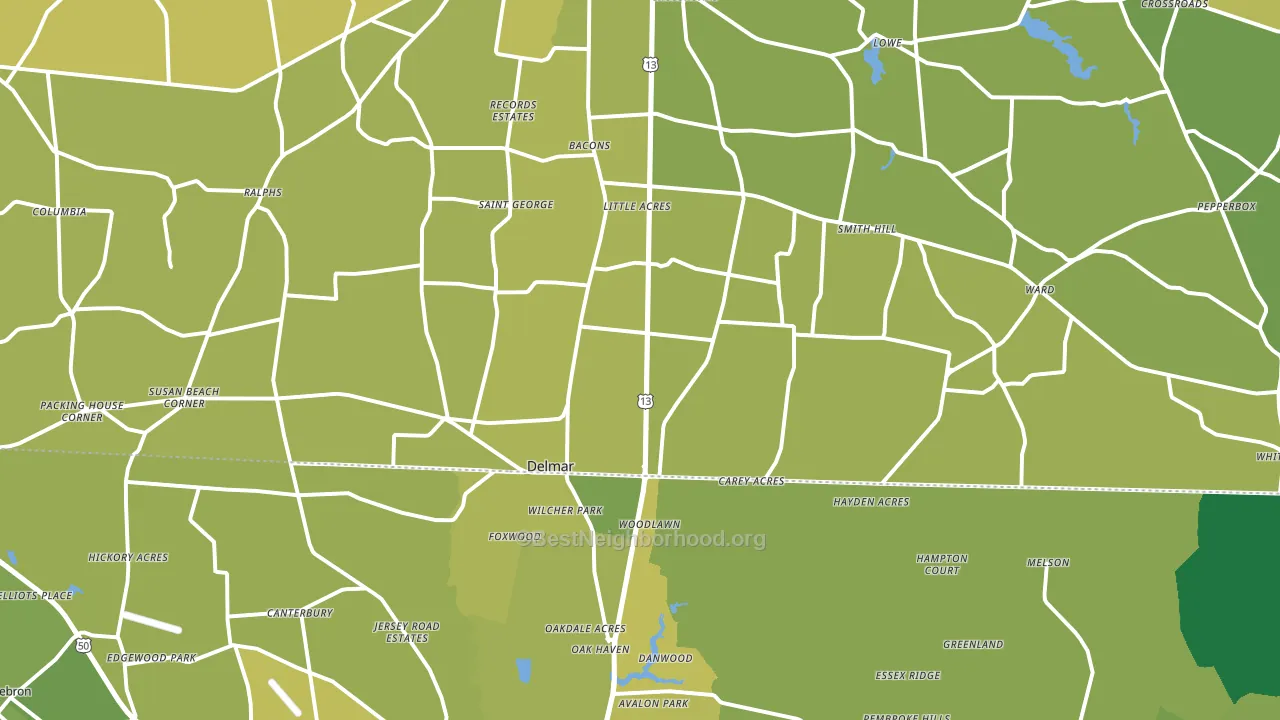 Delmar, DE block-group voter-turnout map
