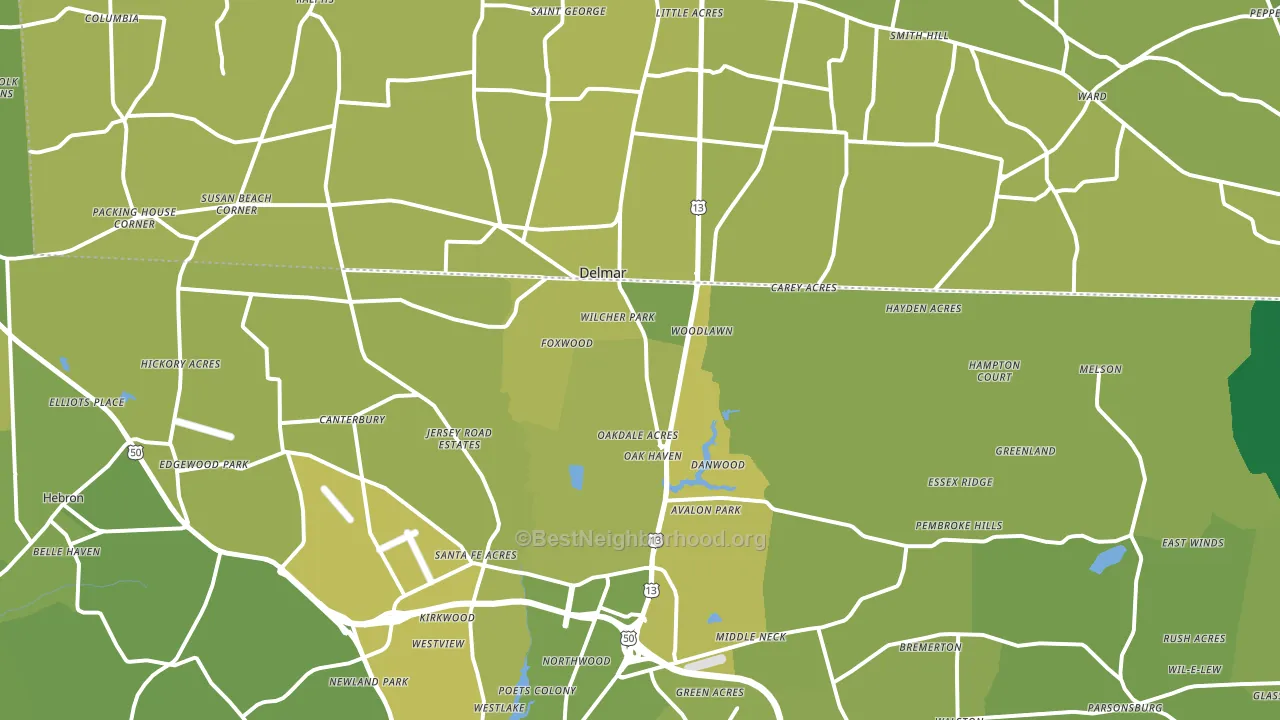 Delmar, MD block-group voter-turnout map