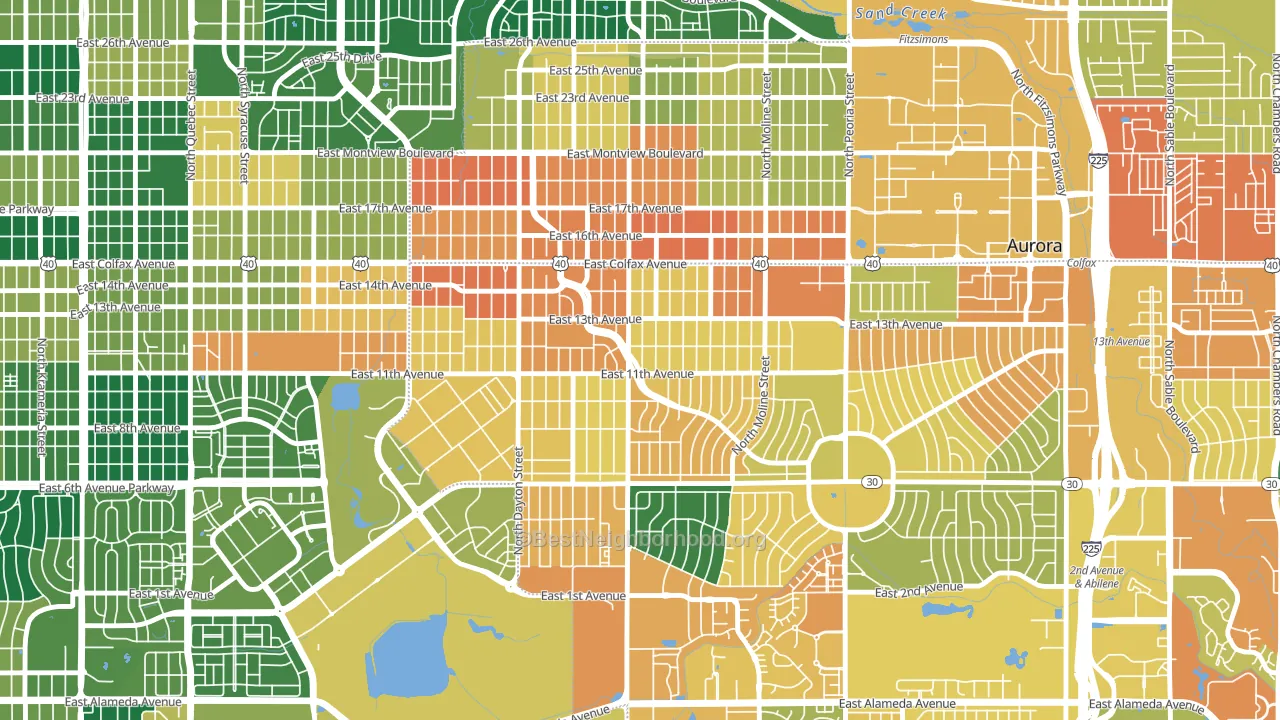 Delmar Parkway, Aurora, CO block-group voter-turnout map