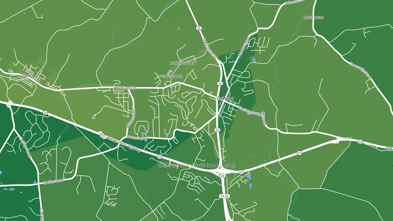 Delmont, PA block-group voter-turnout map