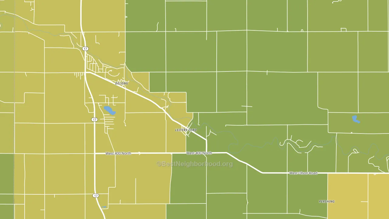 Delong, IN block-group voter-turnout map