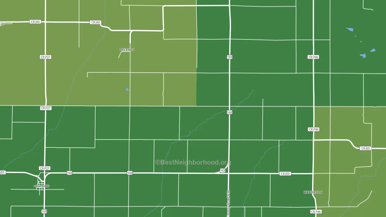 Delphos, IA block-group voter-turnout map