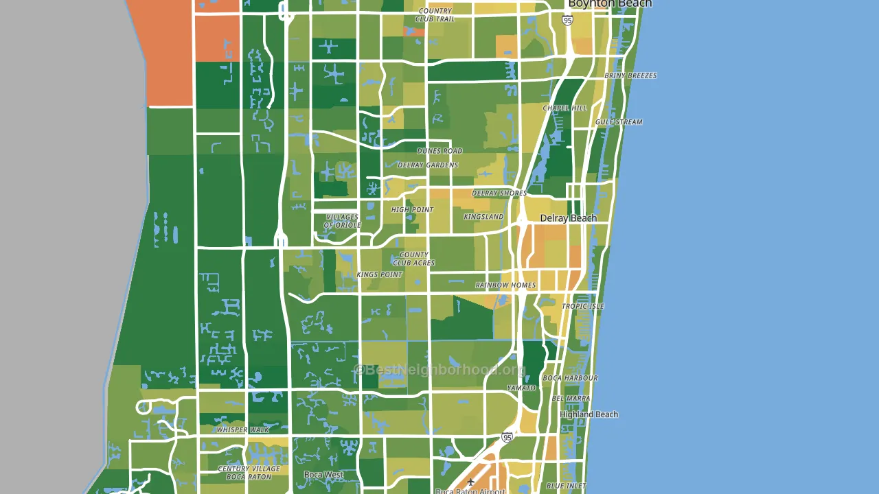 Delray Beach, FL block-group voter-turnout map
