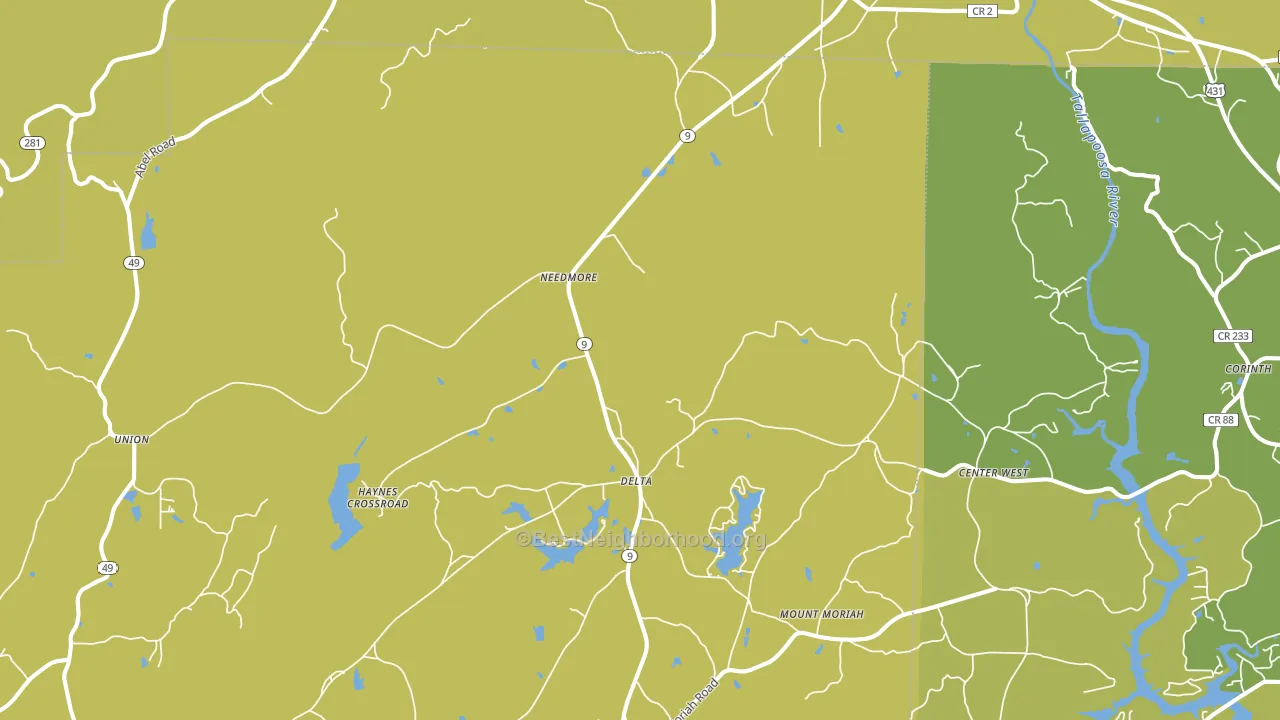 Delta, AL block-group voter-turnout map