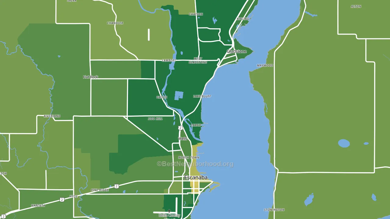 Delta County, MI block-group voter-turnout map