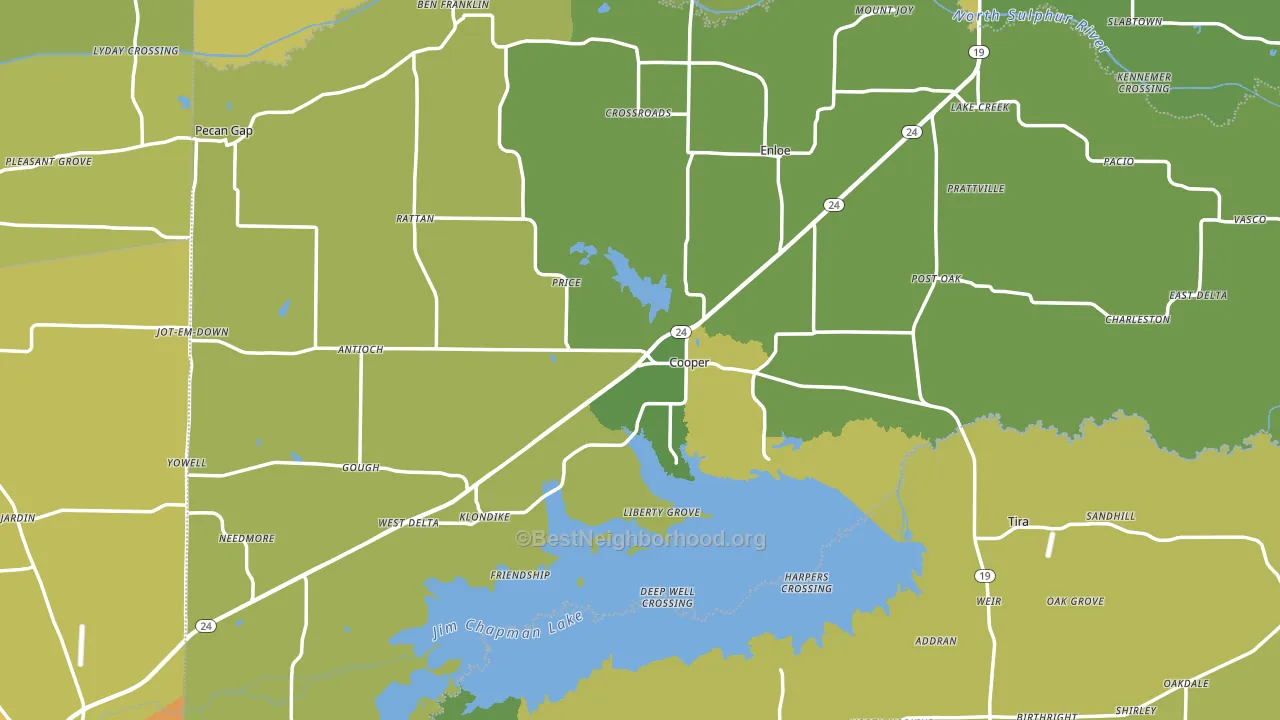 Delta County, TX block-group voter-turnout map