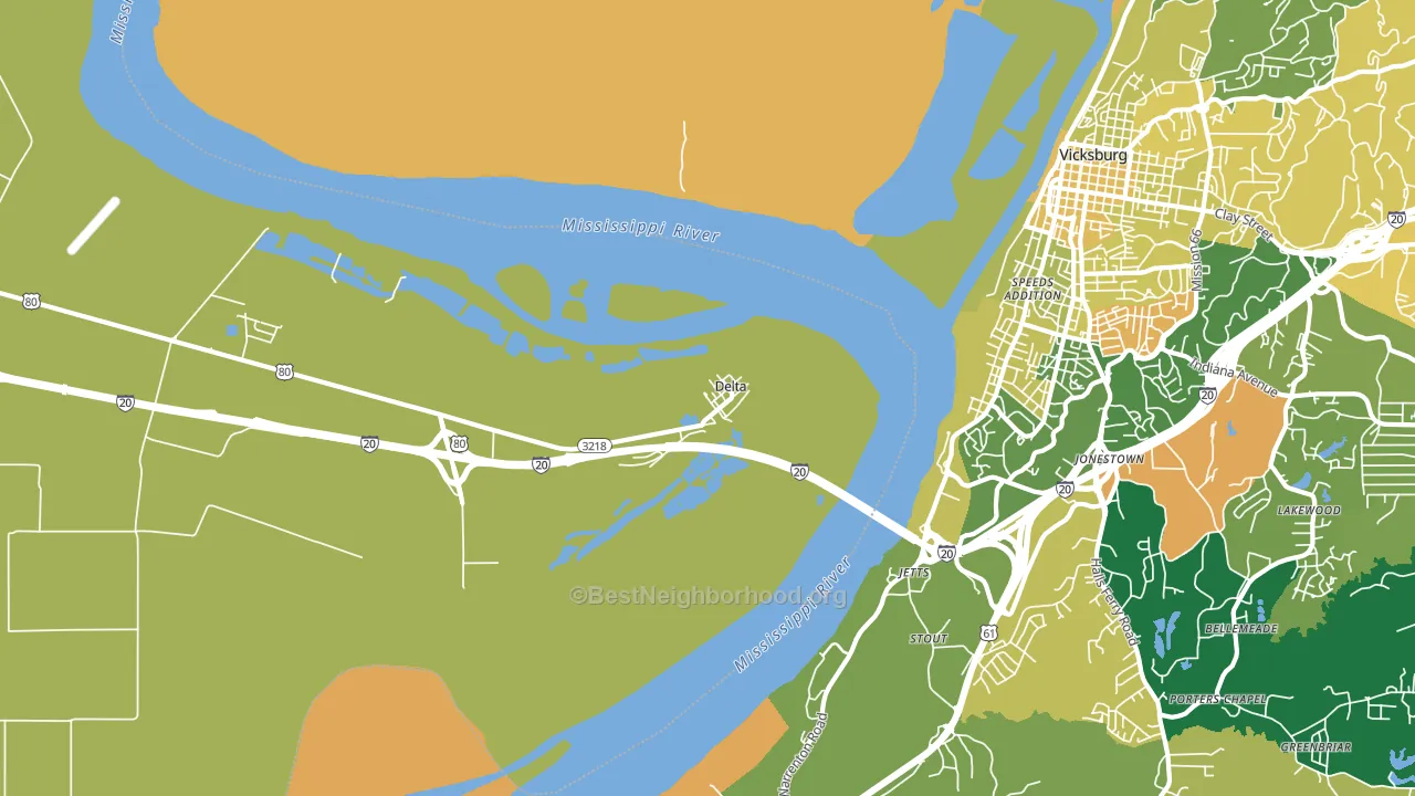 Delta, LA block-group voter-turnout map