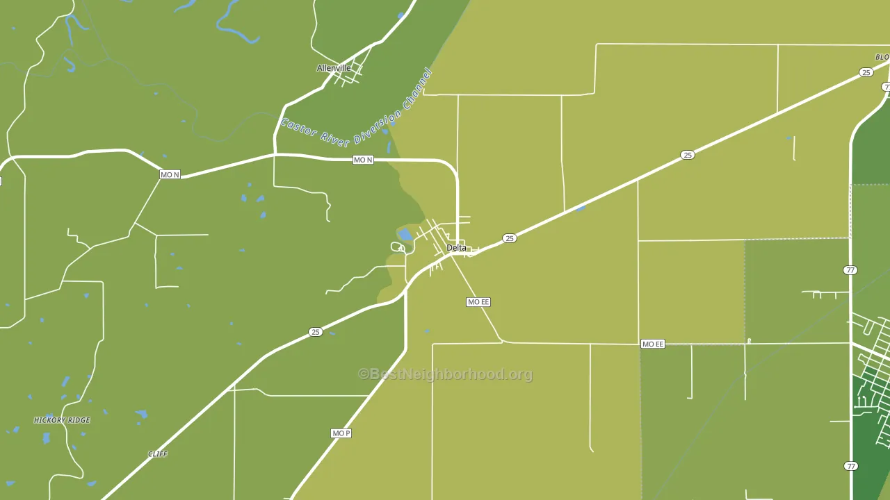 Delta, MO block-group voter-turnout map