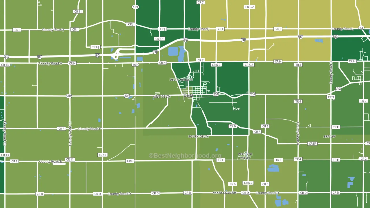Delta, OH block-group voter-turnout map