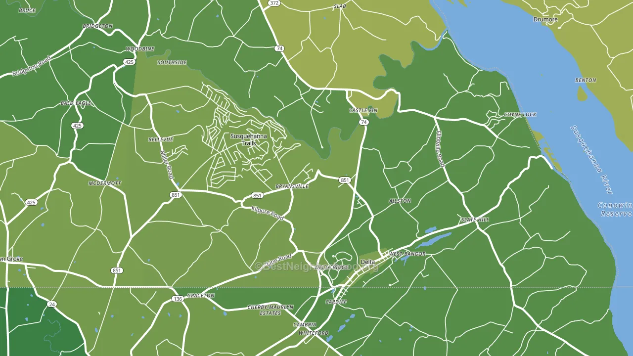 Delta, PA block-group voter-turnout map