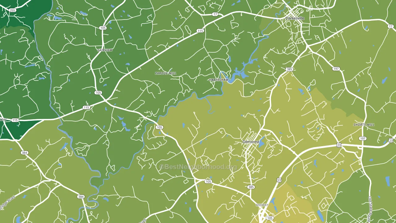 Demorest, GA block-group voter-turnout map