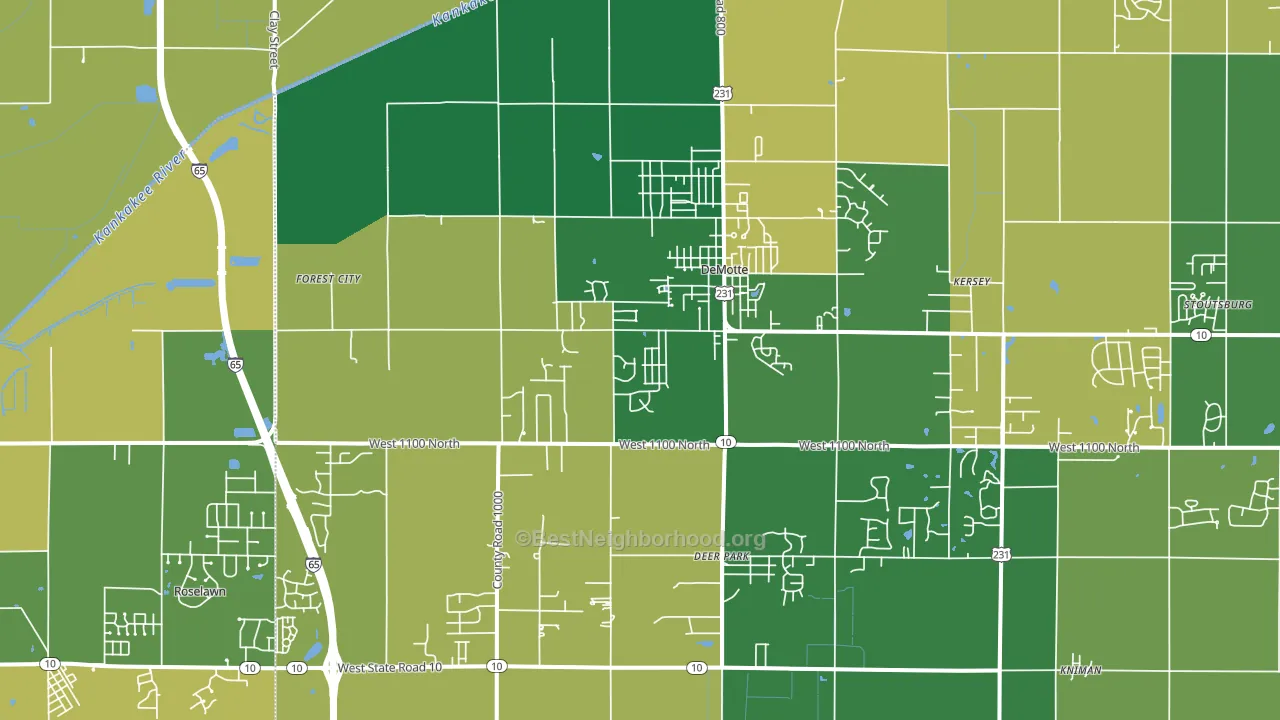 DeMotte, IN block-group voter-turnout map