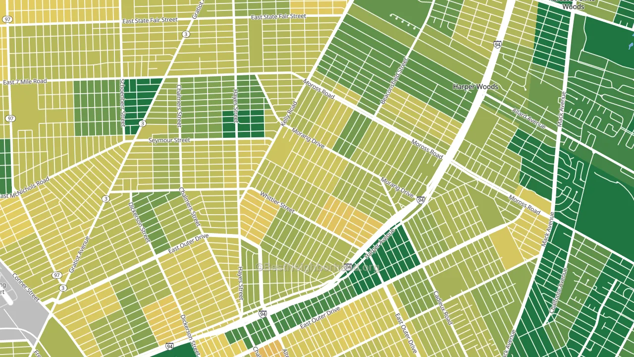 Denby, Detroit, MI block-group voter-turnout map
