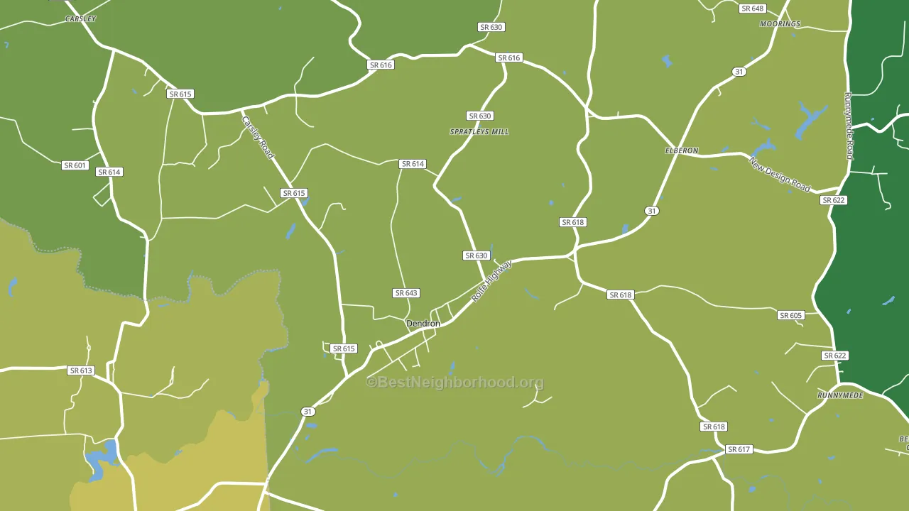 Dendron, VA block-group voter-turnout map