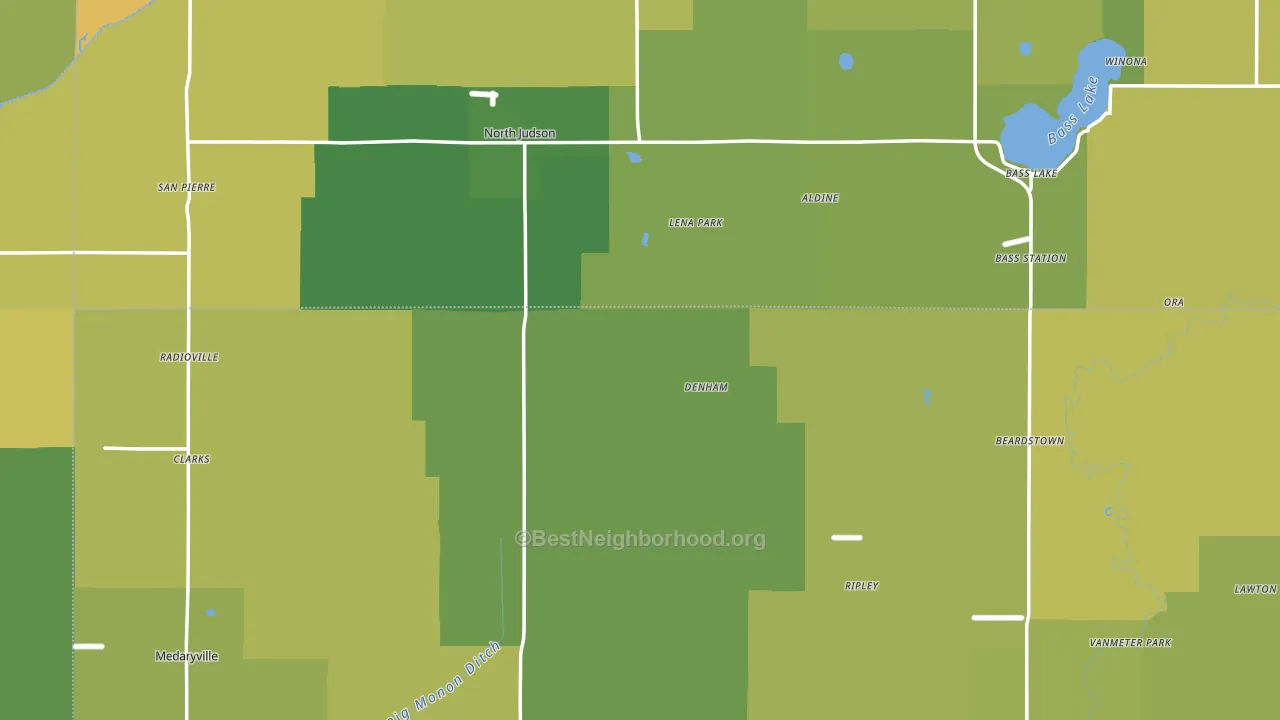 Denham, IN block-group voter-turnout map