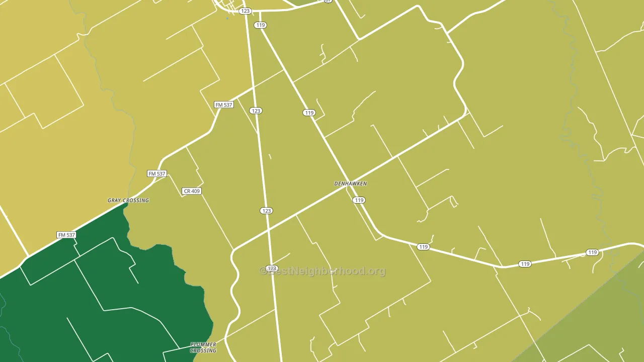 Denhawken, TX block-group voter-turnout map
