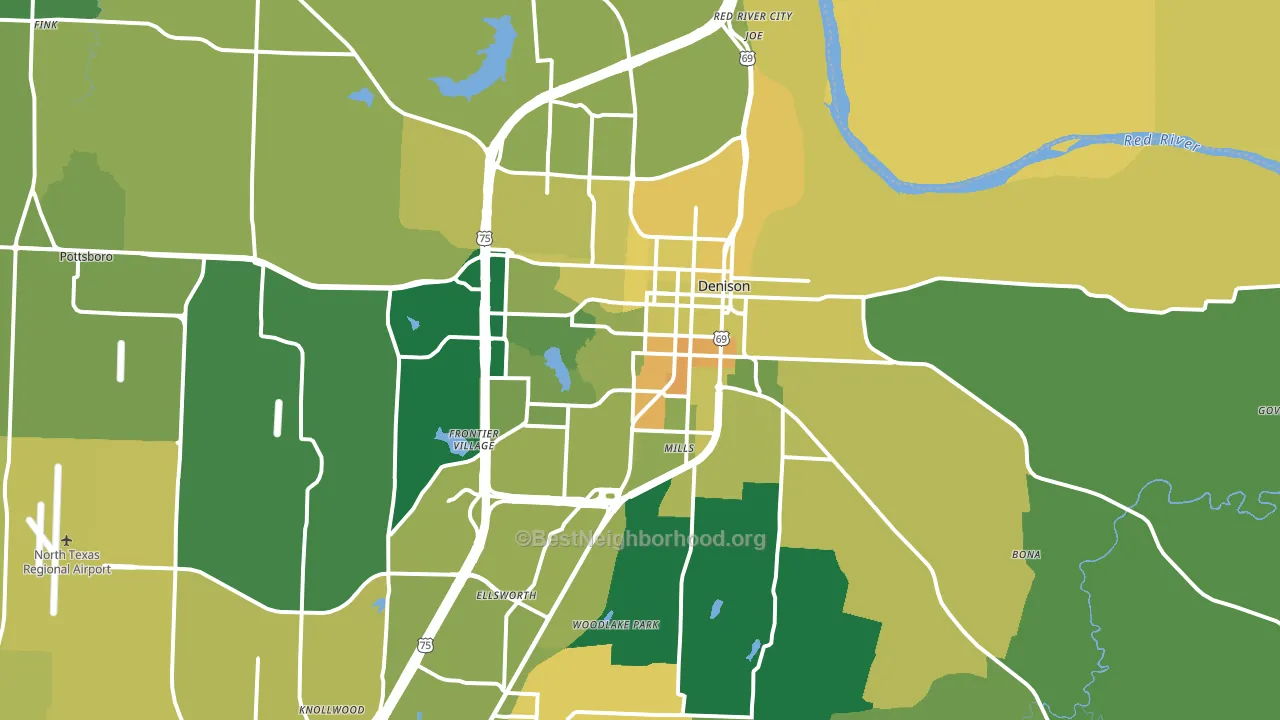 Denison, TX block-group voter-turnout map