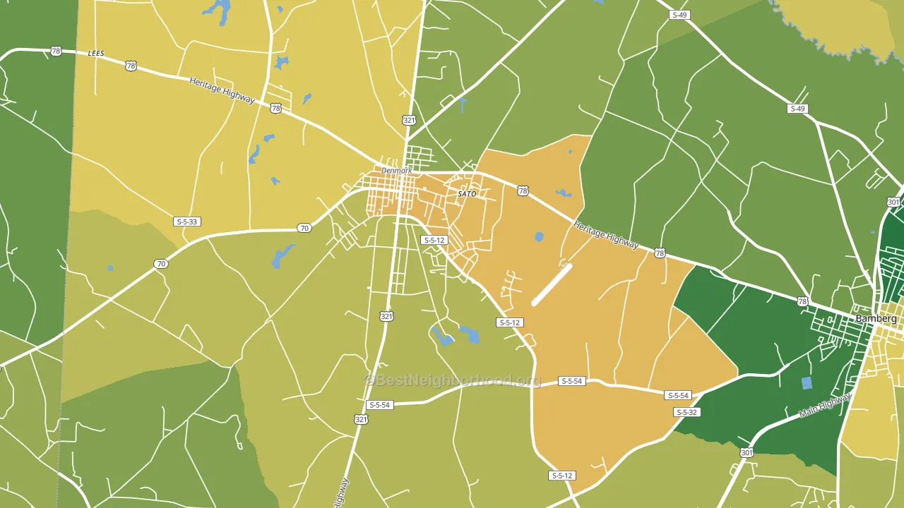 Denmark, SC block-group voter-turnout map