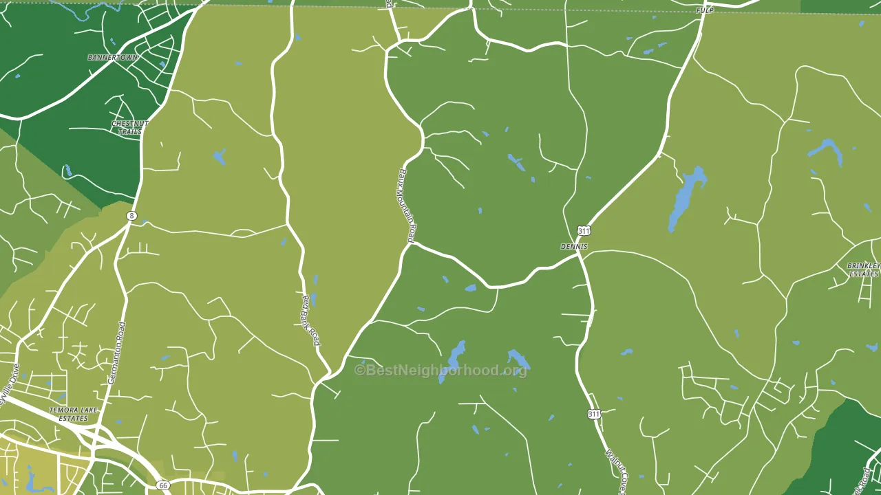 Dennis, NC block-group voter-turnout map