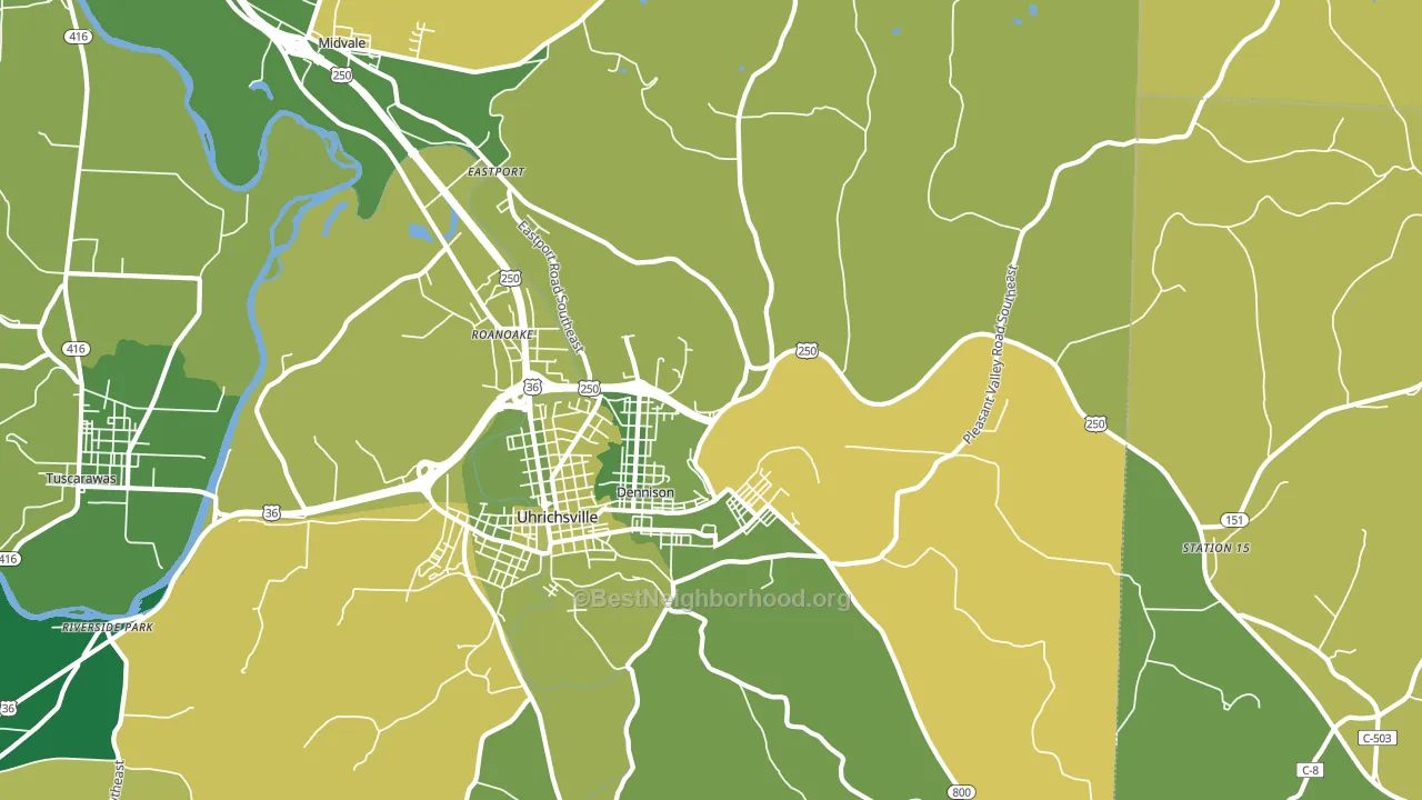 Dennison, OH block-group voter-turnout map