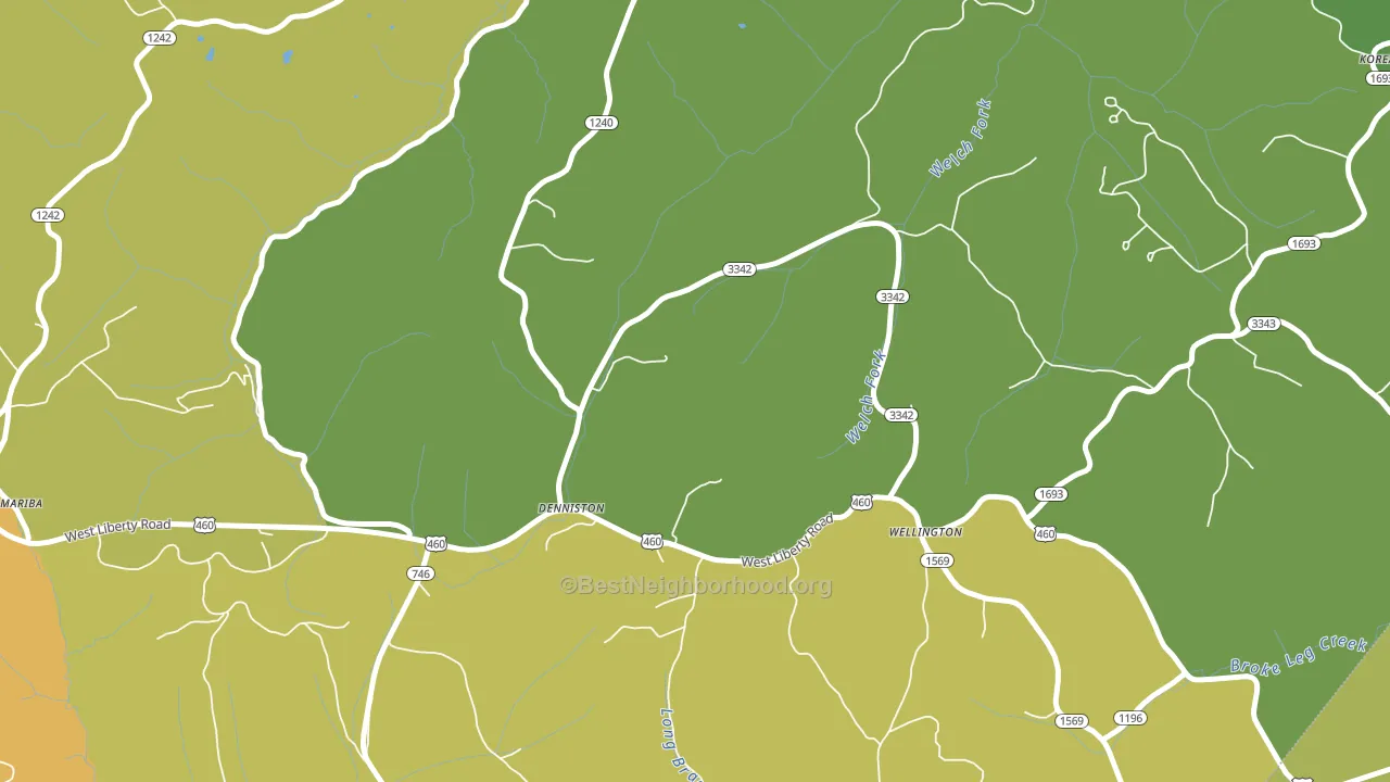 Denniston, KY block-group voter-turnout map