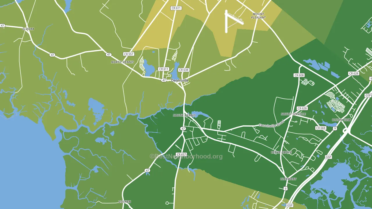 Dennisville, NJ block-group voter-turnout map