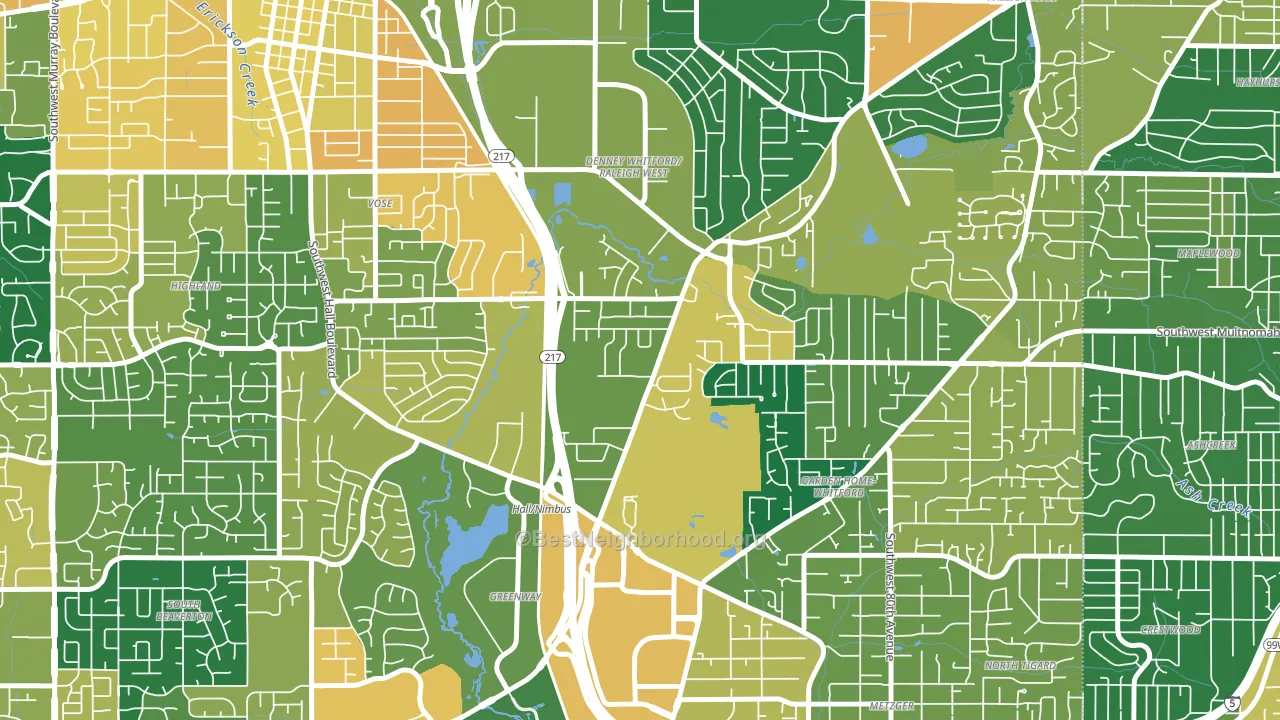 Denny Whitford, Beaverton, OR block-group voter-turnout map