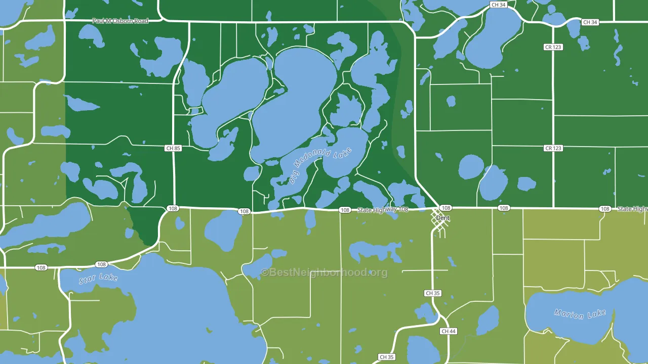 Dent, MN block-group voter-turnout map
