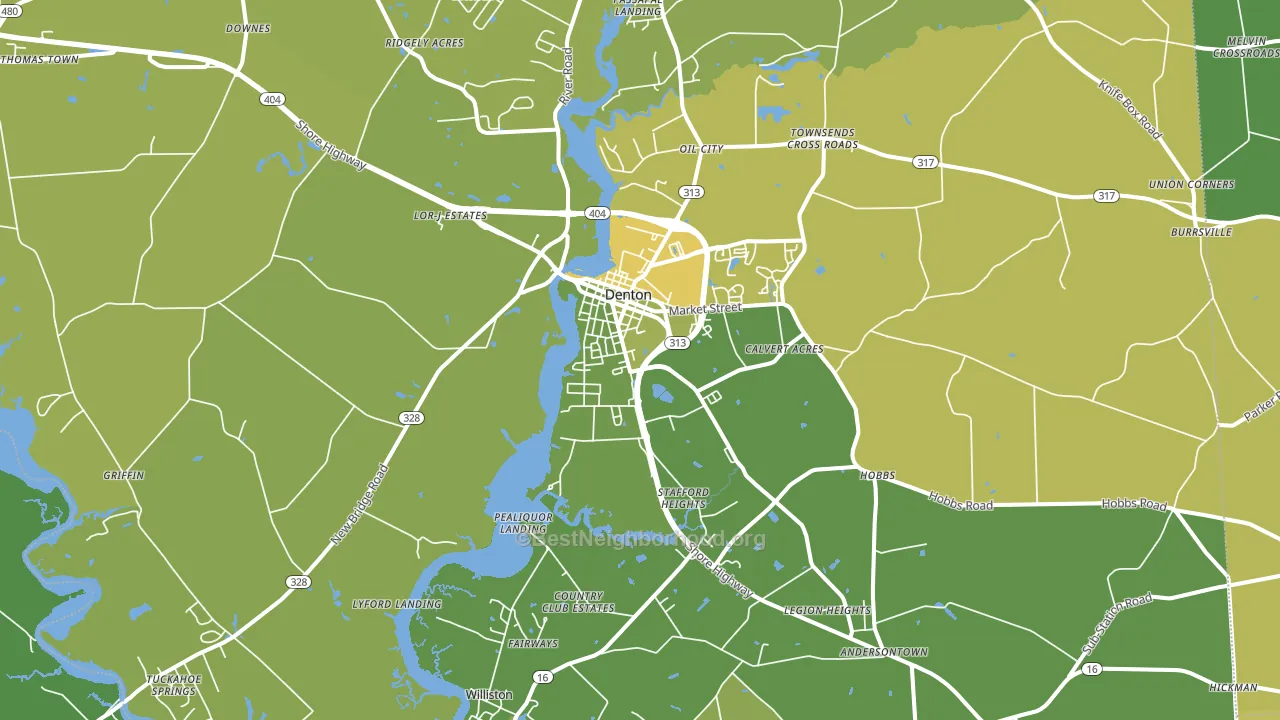 Denton, MD block-group voter-turnout map