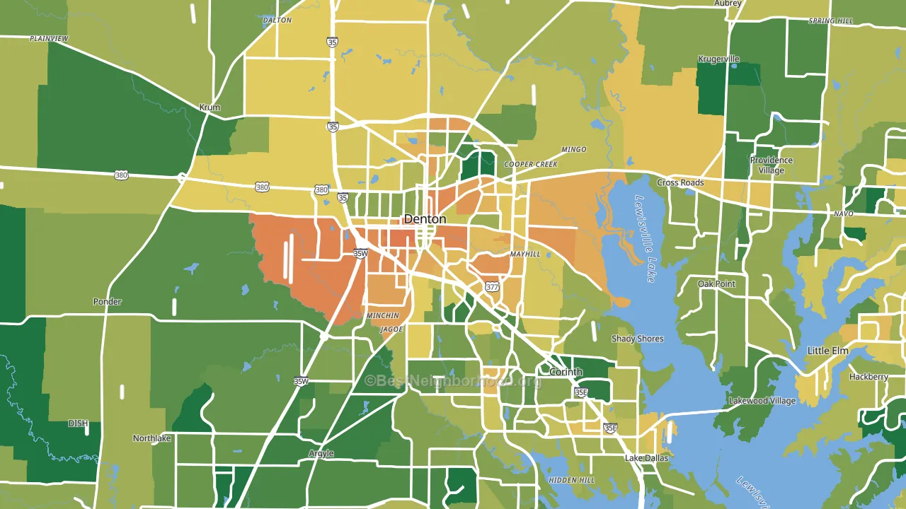 Denton, TX block-group voter-turnout map