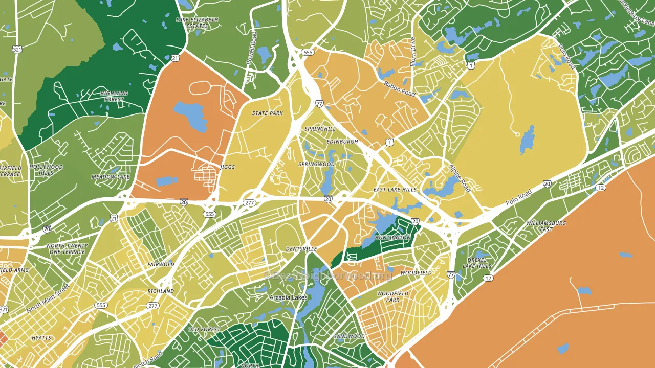 Dentsville, SC block-group voter-turnout map
