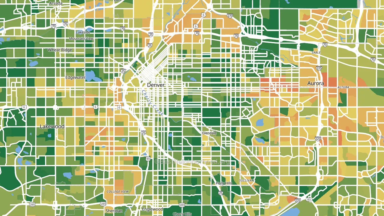 Denver County, CO block-group voter-turnout map